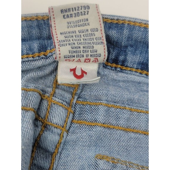 True Religion World Tour Embellished Denim Blue Jeans Flap Pocket Size 27 Women - Picture 7 of 9